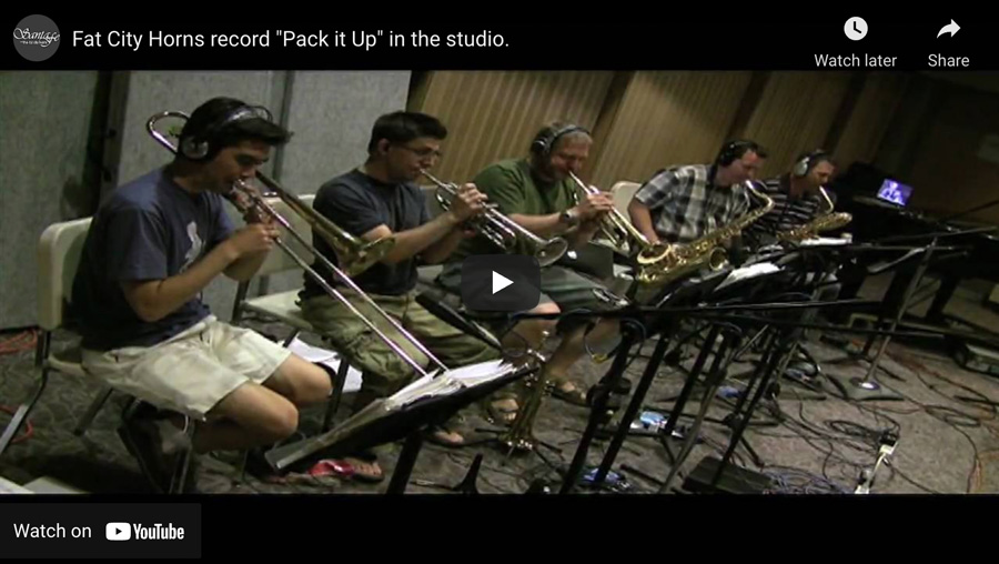 Youtube featured image: Fat City Horns record Pack it Up in the studio